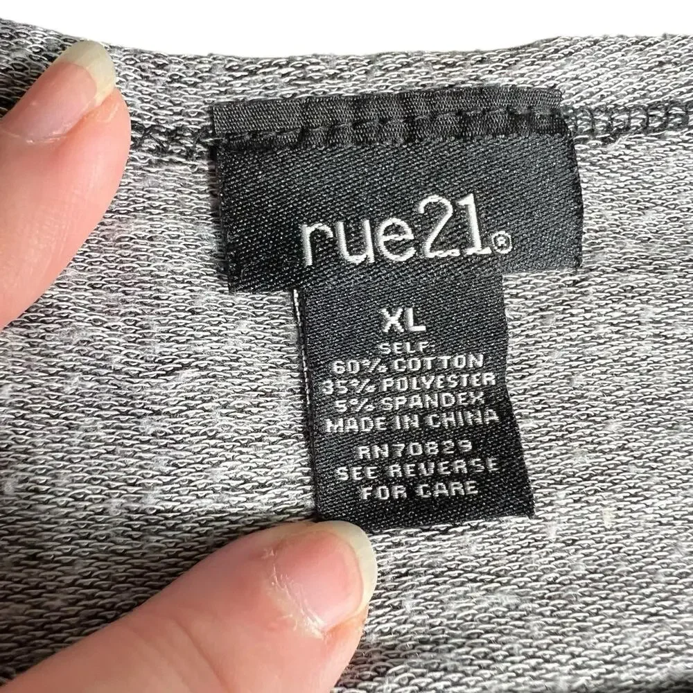 Rue21 Womens Sweater Top Pullover Slouch Fit Long Sleeve Black Gray XL